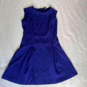 NWT Mango Empire Blue A-Line Dress with pleats and textured fabric size Medium